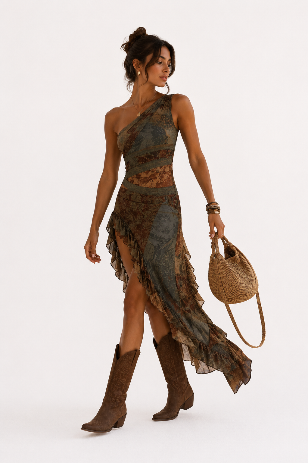 Dama- Vestido asimétrico.