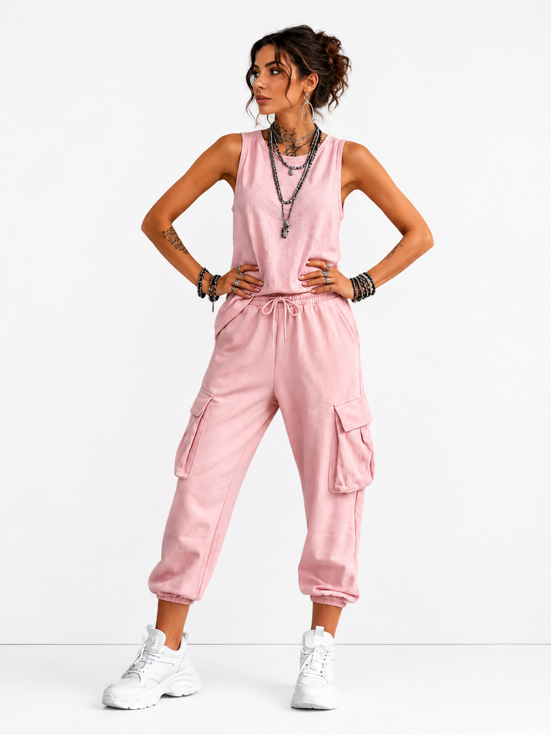 María-Conjunto Casual Fluido con Bolsillos