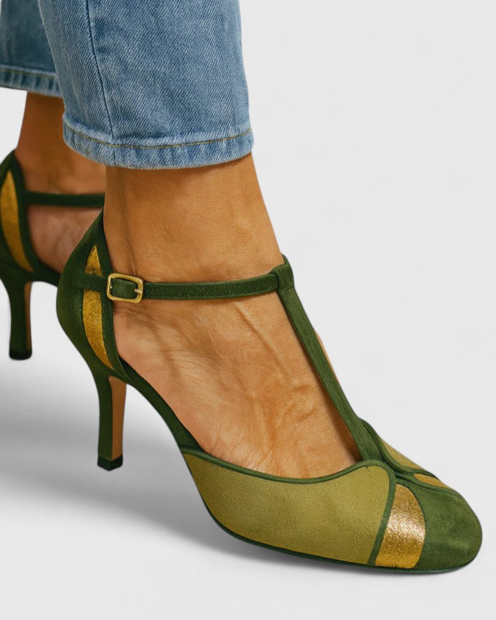 Olivia- Tacones fino verde