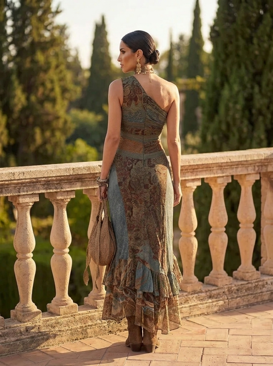 Dama- Vestido asimétrico.