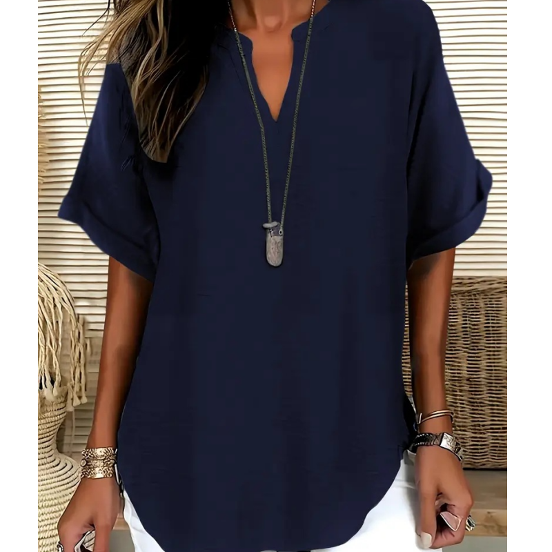 🌸 Rebajas de primavera – 50% de descuento 👕 Blusa moderna de manga corta con corte suelto y estilo elegante ✨