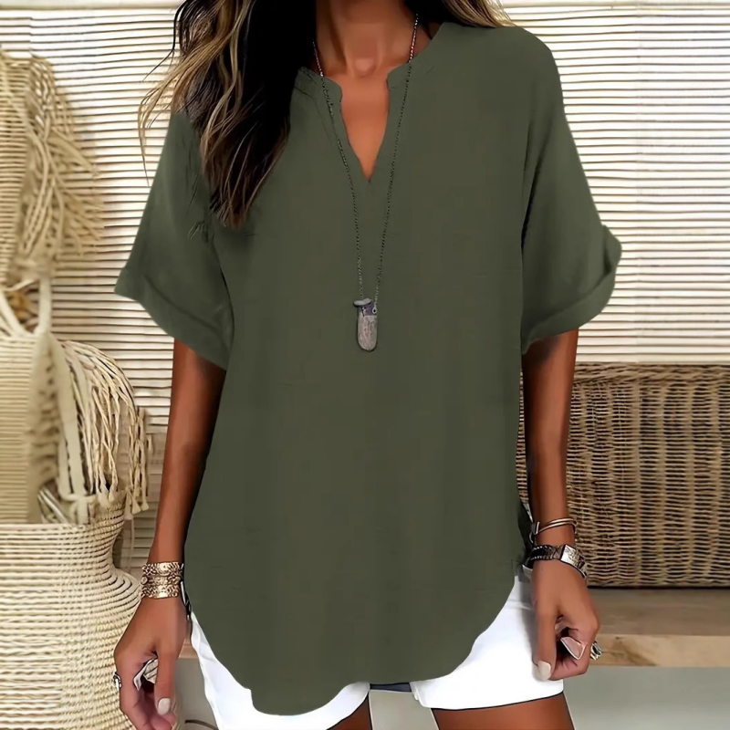 🌸 Rebajas de primavera – 50% de descuento 👕 Blusa moderna de manga corta con corte suelto y estilo elegante ✨